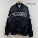 スターター ブルックリン ネッツ サテン ボンバー ジャケット 開幕 就任シーズン NBA スナップボタン メンズ L【USED】【古着】【中古】10139109