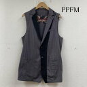 ピーピーエフエム ベスト ジレ ジャケット ボタン 前開き ペイトン プレイス ストライプ デザイン メンズ L【USED】【古着】【中古】10141411