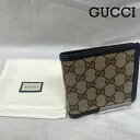 グッチ 150413-0416 GUCCI グッチ GGキャンバス 2つ折財布 カーキベージュ ダークブラウン レディース -【USED】【古着】【中古】10141600(4)