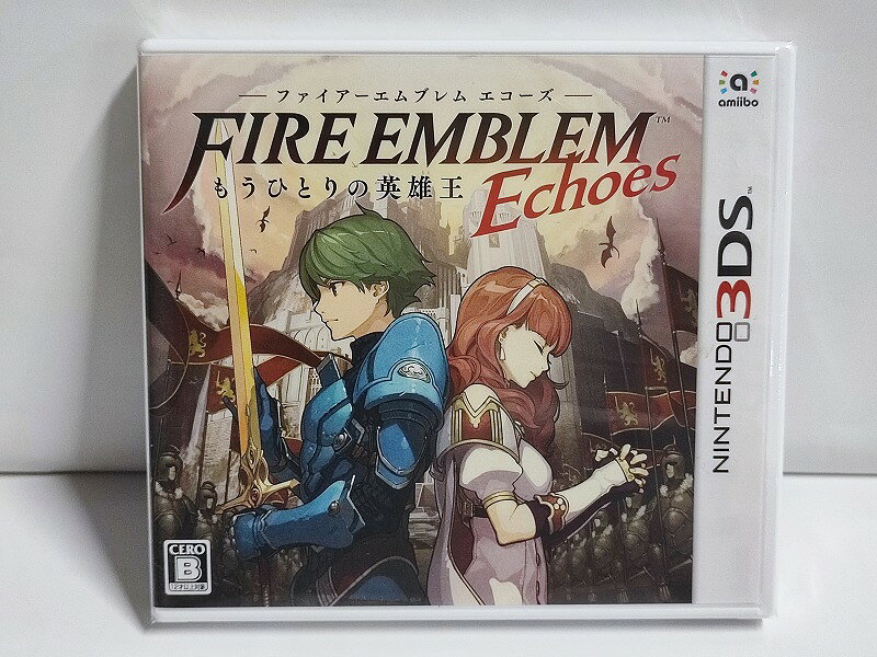 ファイアーエムブレム エコーズ FIRE　EMBLEM　Echoes こちらの商品は倉庫保管品です。 保管時に薄い擦り傷、埃汚れなどが出来ている場合があります。 シュリンクが経年劣化で破れやすくなっています。 丁寧に扱いますが、気づかないところで破れが発生している場合があります。 封入特典などに関してはわかりかねます。 古い商品のため未開封品で検品もできないため、 初期不良などでも返金返品交換は出来兼ねます。 ご了承の上、購入をご検討ください。 追加コンテンツの販売に関するお知らせ ニンテンドー3DSのニンテンドーeショップのサービス終了に伴い、 追加コンテンツの販売を2023年3月28日（火）午前9時をもちまして 終了いたしました。 オンラインプレイサービス終了に関するお知らせ ニンテンドー3DSソフトのオンラインプレイサービス終了に伴い、 2024年4月9日（火）午前9時をもちまして インターネット通信を利用した機能（ランキングの送受信）を終了いたしました。 くわしくは公式サイトをご覧ください。 発売日　2017年4月20日 メーカー希望小売価格4980円（税抜）