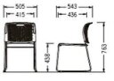 スタッキングチェア 布バネ 背黒樹脂 【1脚】 ミーティングチェア 会議椅子 会議チェア オフィスチェア パイプ椅子 パイプイス 積み重ね 収納性 ループ 脚 塗装 布張り SANKEI サンケイ CM326-MY_BK 3