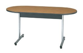 STD-890H2 楕円形：幅180×奥行90×高さ70cm ミーティングテーブル 会議テーブル T字脚 クロームメッキ ソフトエッジ巻
