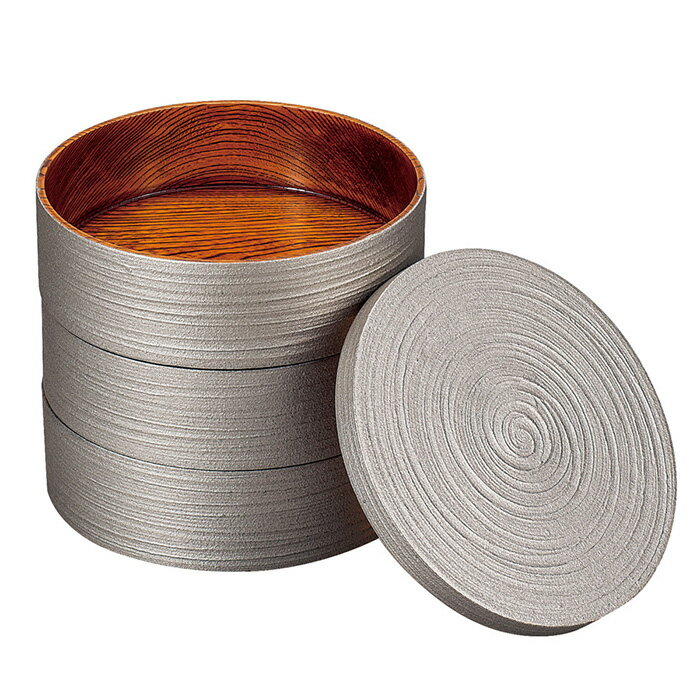 三段重箱 銀さび 木製 漆塗り 運動会・行楽・おせちに使えるおしゃれなお重箱 漆器 日本製 3段