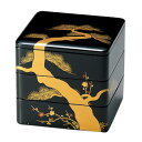 三段重 松竹梅蒔絵 黒内朱 6.5寸 木製 漆塗り 重箱 3段　12-14702