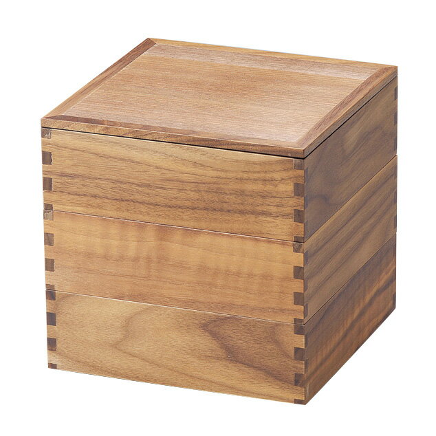 三段重 ウォールナット 内黒 6寸 木製 重箱 3段 12-15001