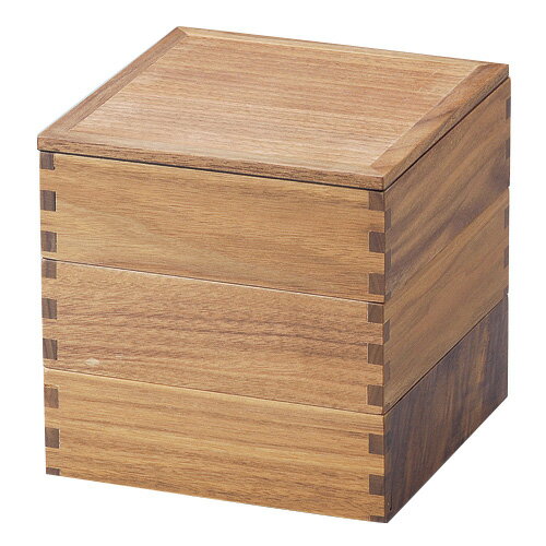 三段重 ウォールナット 内黒 5寸 木製 小さい重箱 3段 12-15002