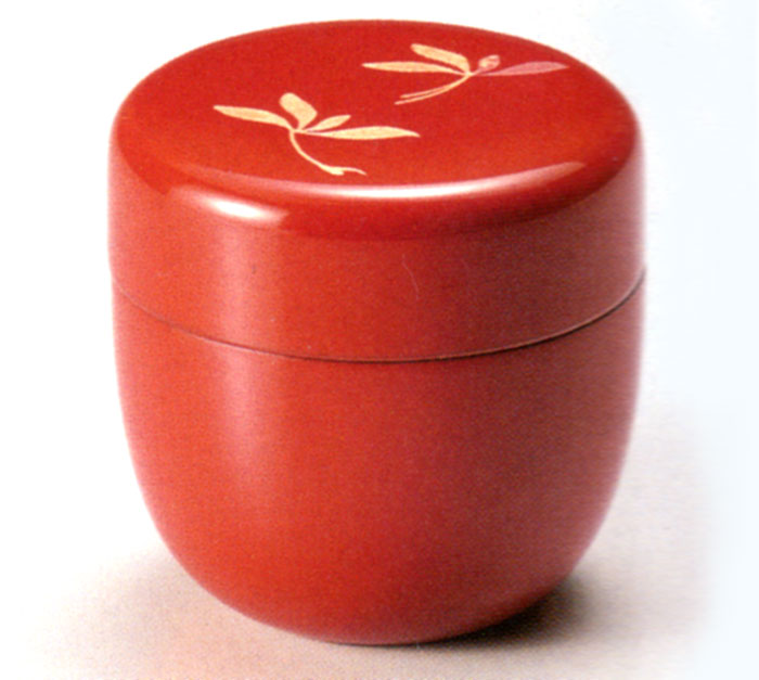 中棗　蘭　朱漆塗りのお棗（なつめ） 茶道 茶道具 茶器