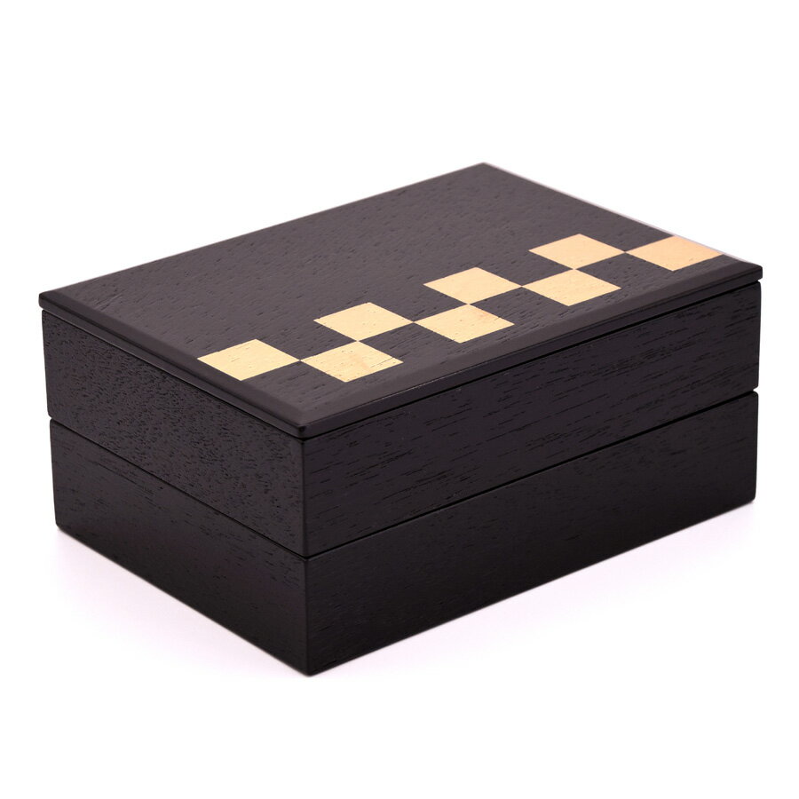 長角二段重 金市松 仕切付き 木製 重箱 2段