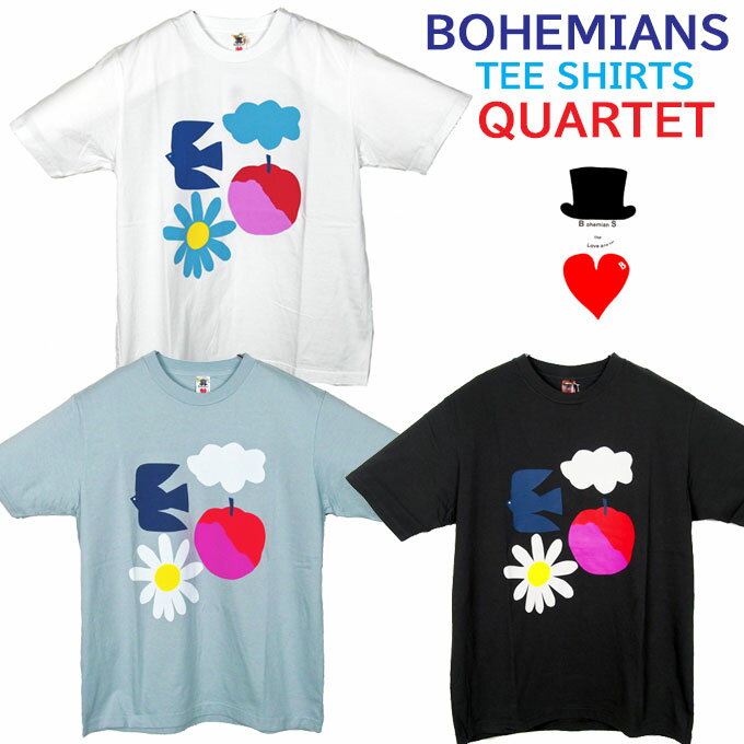 Bohemians (ボヘミアンズ)半袖Tシャツ QUARTET レギュラーフィット「カルテット」ボヘミアンズの夏デザインデザインです!オリジナルの素材ボヘミアンズらしい楽しいシンプルデザインです日本製