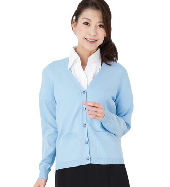 微光沢が上品で爽やかなシンプルカーディガン レディース 春夏 事務服 企業制服 オフィス
