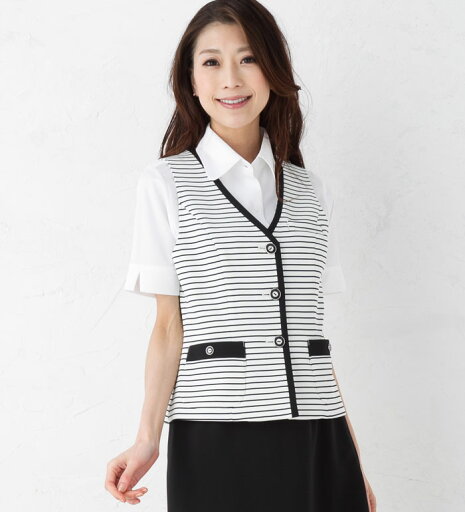 送料無料 身体の動きにフィットするニット素材!ボーダーベスト 事務服 企業制服 オフィスユニフォームにもおすすめ! 送料無料 身体の動きにフィットするニット素材!ボーダーベスト 事務服 企業制服 オフィスユニフォームにもおすすめ!