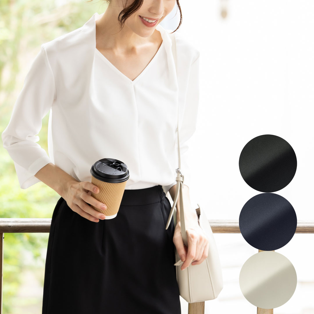 乐天商城 - JANE PACKER プルオーバー 七分袖 カットソー レディース 事務服 オフィス 制服 春 夏 秋 冬 春夏 秋冬 ストレッチ 吸汗 速乾 吸水 吸水 透け防止 ジェーン・パッカー 2024SS