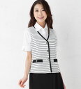送料無料 身体の動きにフィットするニット素材!ボーダーベスト 事務服 企業制服 オフィスユニフォームにもおすすめ!
