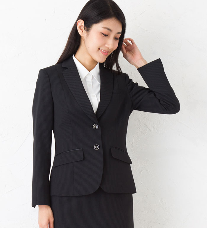 送料無料 軽〜い着心地　360°ストレッチのストライプジャケット 事務服 オフィス制服