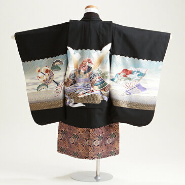 七五三 男の子 5歳 お着付けラクラク! 羽織袴 レンタル フルセット 七五三 衣装 七五三 卒園式 結婚式 男の子 七五三 着物 5歳 七五三レンタル 着物レンタル 753 年中 年少 送料無料 黒色 125 【レンタル】