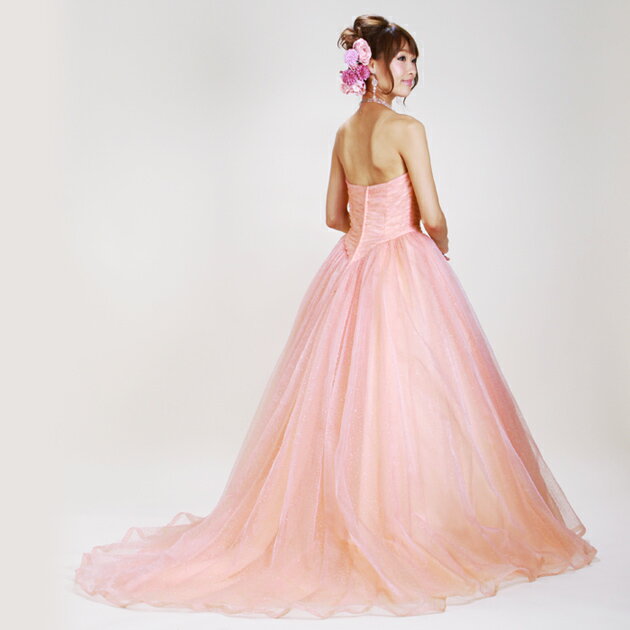 【カラードレス レンタル，7号-9号】カラードレス レンタル【プリンセスライン/ピンク】カラードレス 海外挙式 海外ウェディング リモ婚 安い 格安 7305 AS24404 【往復送料無料】【レンタル】