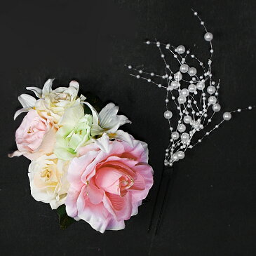 【髪飾り 成人式】成人式髪飾り【販売品】 ピンク バラ 花 パール ヘアーアクセサリー コーム 髪型 ヘアースタイル 成人式 卒業式 着物 はかま 結婚式 パーティ ドレス 二次会 nth-70