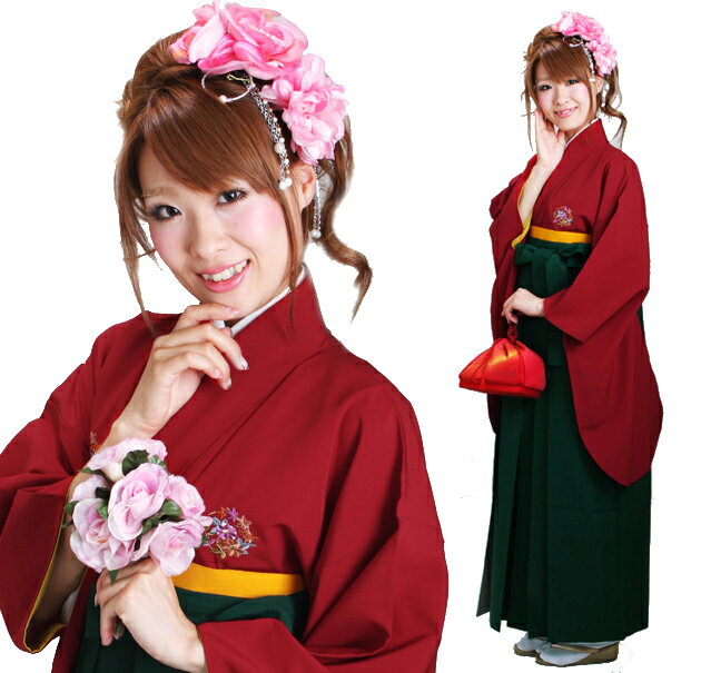 卒業式 袴 レンタル 女 卒業式 袴セット 袴 レンタル 卒業式 大学 卒業式 袴 大学生 レディース フルセット 赤色 花紋 入学式 はかま 女袴 着物 貸衣装 往復送料無料 NT-212