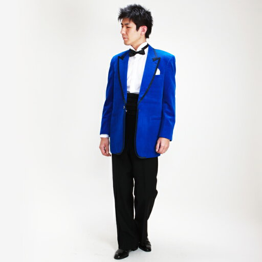 メンズタキシード【ショールカラー タキシード レンタル】L・XLサイズ/175cm〜185cm/ブルーベルベット 結婚式 スーツ パーティー 宴会 二次会 船上パーティ クルージング NT-T35A【往復送料無料】【レンタル】