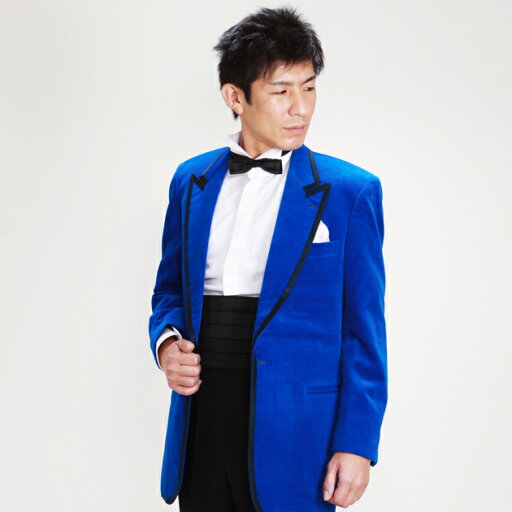 メンズタキシード【ショールカラー タキシード レンタル】L・XLサイズ/175cm〜185cm/ブルーベルベット 結婚式 スーツ パーティー 宴会 二次会 船上パーティ クルージング NT-T35A【往復送料無料】【レンタル】