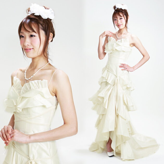 【二次会 ドレス レンタル 二次会 花嫁ドレス】【7号,オフホワイト,マーメイドライン】MMC2009A 結婚式 お呼ばれ 服装 フォーマル 演奏会 発表会 披露宴 リモ婚 安い 格安 【往復送料無料】【レンタル】