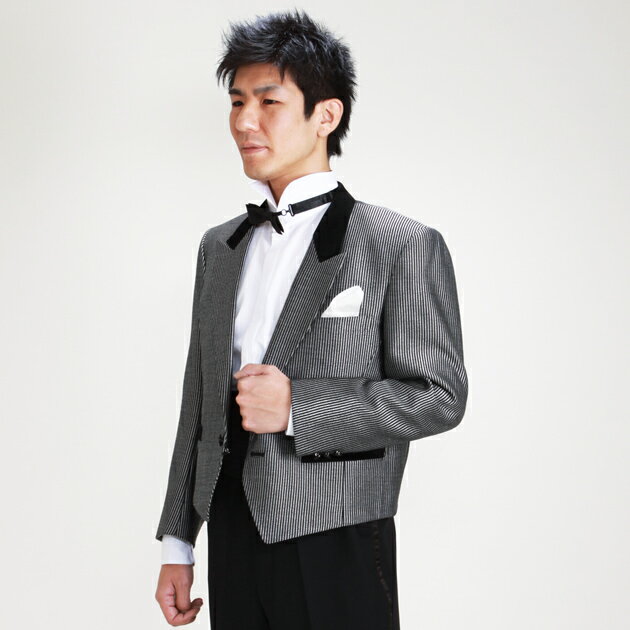 メンズタキシード【スペンサー タキシード レンタル】L・XLサイズ/170cm〜182cm/グレーストライプ 結婚式 スーツ パーティー 宴会 二次会 船上パーティ クルージング NT-87SJ 【往復送料無料】【レンタル】