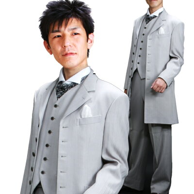 【タキシード】【バリスフェール グレーロングタキシード レンタル】レンタル 新郎 レンタルタキシード 結婚式 スーツ 貸衣装 tuxedo 二次会 NT-022【往復送料無料】【レンタル】 - Image 1