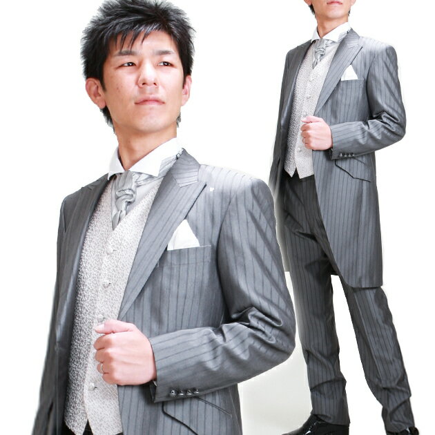 【タキシード】【グレーロングタキシード レンタル】レンタル 新郎 レンタルタキシード 結婚式 スーツ 貸衣装 tuxedo 二次会 NT-028【往復送料無料】【レンタル】