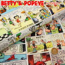 『BETTY & POPEYE《コミック》』コットン100％オックスインクジェットプリント●素材：コットン100％　●生地幅：約110cmキャラクター/ベティ/ポパイ/アメコミ/コミック/綿/ハンドメイド/手作り/入園/入学/ウェアー/小物/