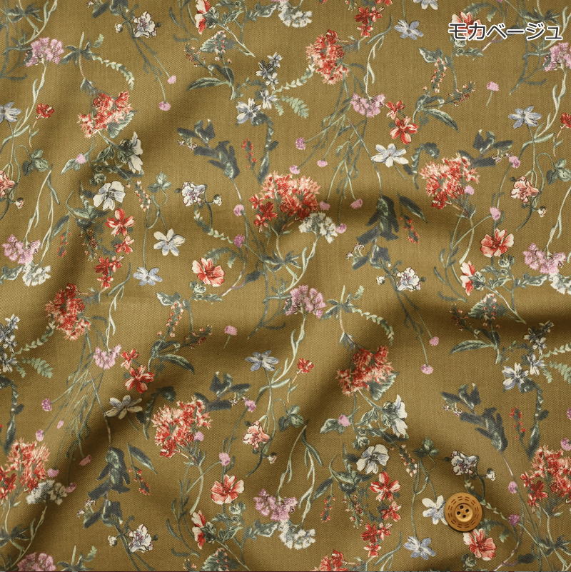 ウール混であったか！しなやかでくったり！上質な！『フルール・ソバージュ』コットンレーヨンウール混ビエラプリント素材：コットン54％・レーヨン37％・ウール9％生地幅：約108cm秋冬/花柄/ウェアー/服/小物/ハンドメイド/ 3