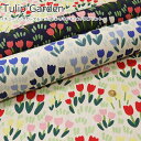 『Tulip Garden≪チューリップガーデン≫』コットンリネンキャンバスプリント素材：コットン85％リネン15％　生地幅：約108cm北欧/花柄/フラワー/女の子/キッズ/大人/綿麻/小物/ウェアー/インテリア/ハンドメイド/手づくり/