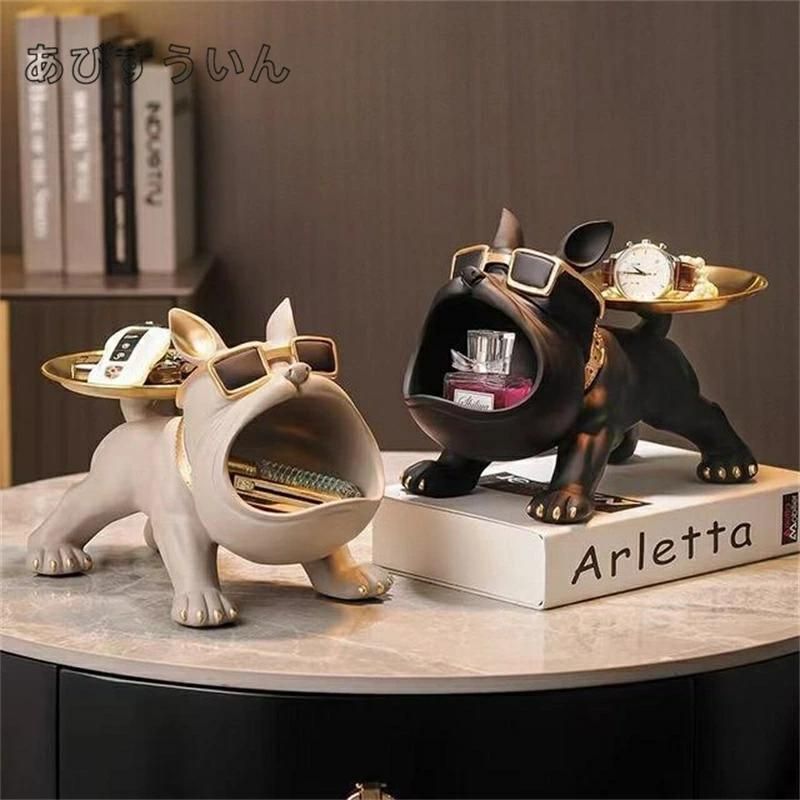 フレンチブルドッグ 犬 トレイ　小物置き 置物 オブジェ 飾り ディスプレイ　お菓子入れ　玄関鍵置き　..
