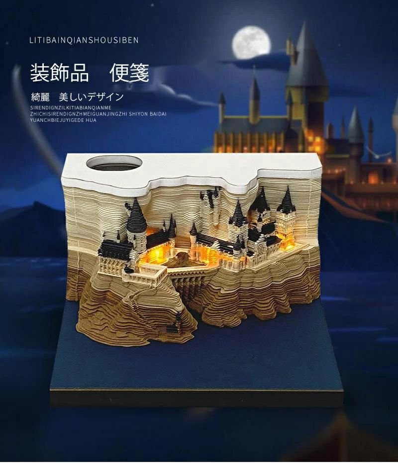 【期間限定ポイント10倍】3D立体 メモ用紙 メモ帳 付箋紙 おしゃれ 古典 建物 魚 荷葉 かわいい 大きめ..