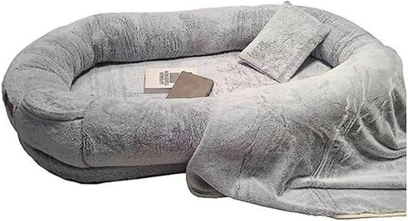 ベッド 北欧風 ふわふわ 寝心地いい 室内用 大人用 柔らかい リラックス お昼寝 1人掛け シンプルテイスト インテリア 座り心地良い 枕付き ブランケット付き 大型人間用犬用ベッド 人間兼用ドッグベッド ベッド クッション 取り外し可能カバー洗える