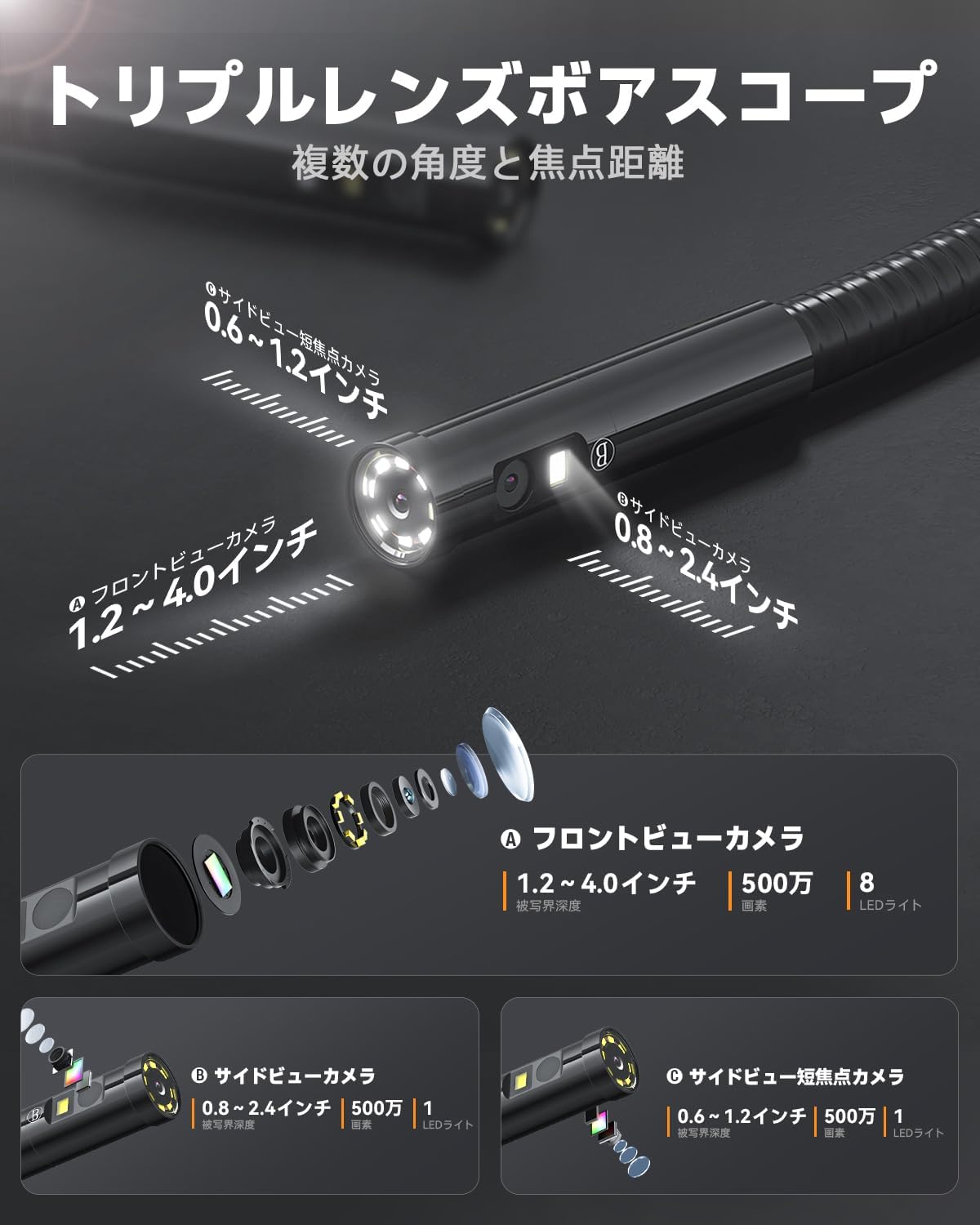Teslong ボアスコープ NTS600D79TL5 ファイバー直径7.9mm ファイバー長5m
