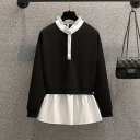 大きいサイズ レディース 太った妹 偽物2点 ミドル丈 パーカー tbq742