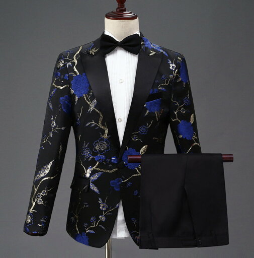 スーツ レトロ ジャカード カジュアル メンズ ファッション tbq631