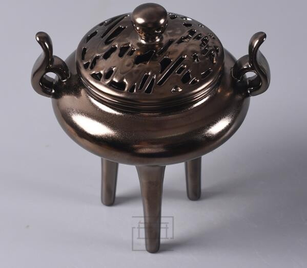 NEW! アンティークセラミック三本足香炉 tbq296