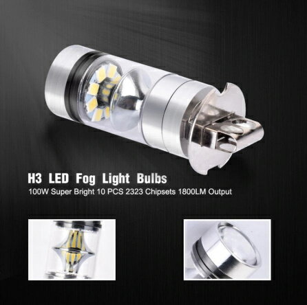 NEW! 2個 100W H3 LEDフォグライト　駆動電球12 / 24V　フォグランプ　ヘッドランプ　10000LMホワイト6000K　車のヘッドライト tbq409