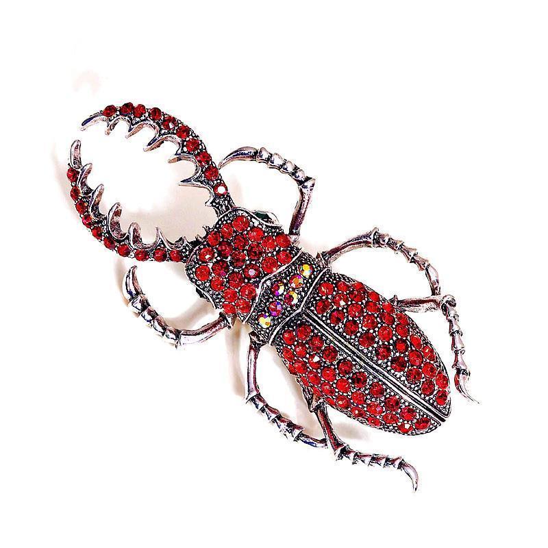 カブトムシエナメルピンラインストーンバグブローチ昆虫ブローチとピンスカーフバッグクリップアクセサリー 5個セット tbq149の商品画像 2