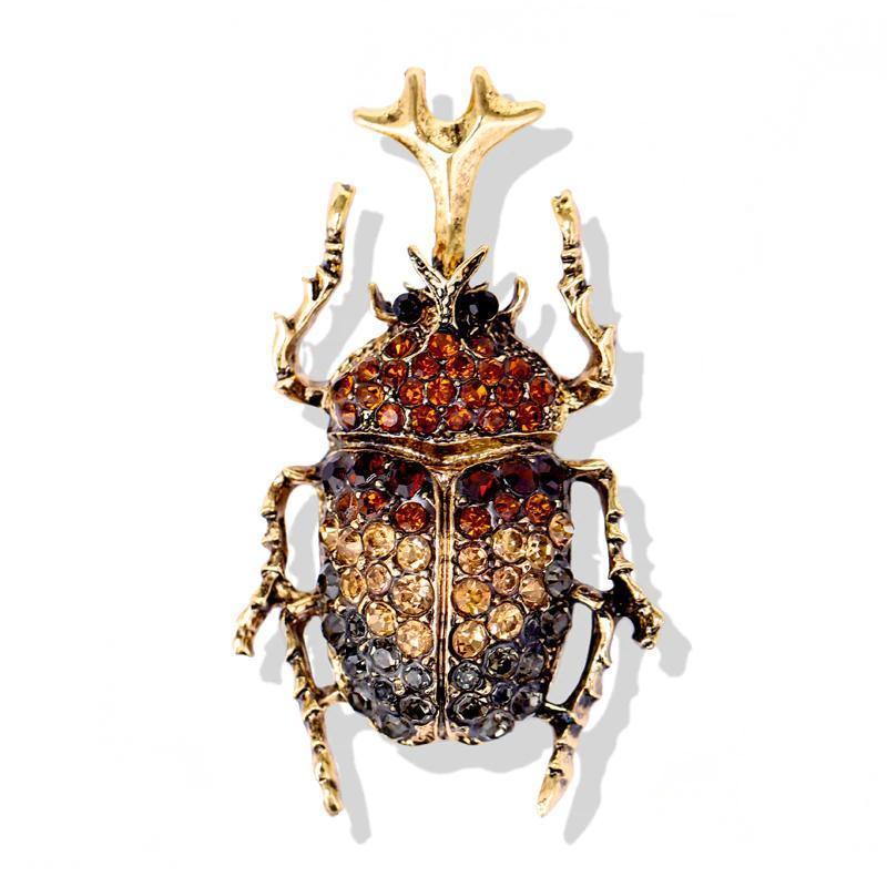 カブトムシエナメルピンラインストーンバグブローチ昆虫ブローチとピンスカーフバッグクリップアクセサリー 5個セット tbq149の商品画像 3