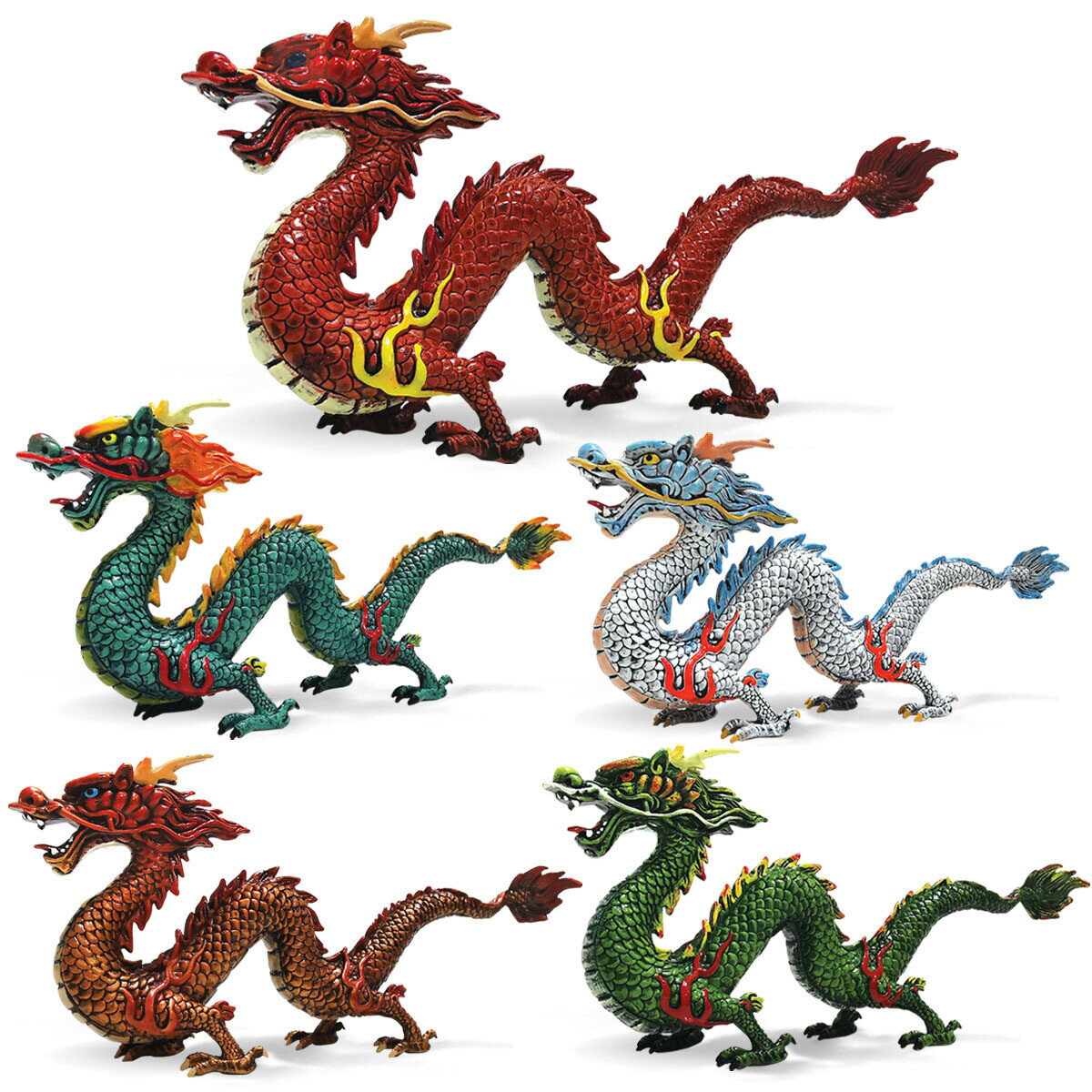 Rakuten - NEW! 吉祥神獣 五爪銀竜 紅竜 置物模型 tbq220