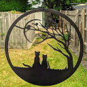 NEW! 猫と月のメタルウォールアートのシルエットの装飾 tbq242