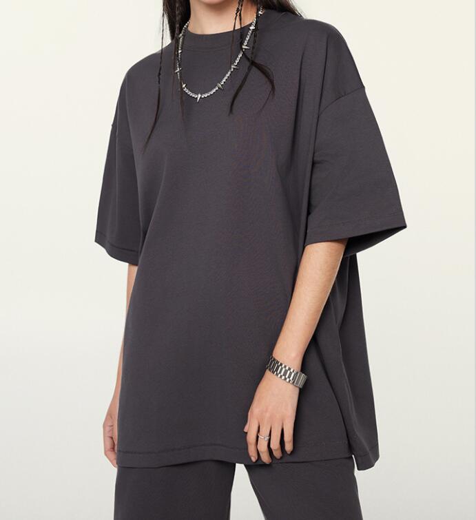 樂天商城 - ビッグシルエット Tシャツ レディース メンズ兼用 半袖 無地 綿混 オーバーサイズ カジュアル 韓国風 体型カバー おしゃれ 夏服 クルーネック カットソー トップス 大きめ ゆったり シンプル コーデ 白 黒 ピンク グリーン グレー