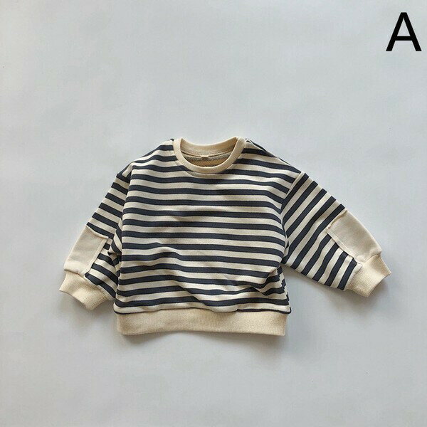 樂天商城 - Tシャツ 長袖 ストライプ ラウンドネック 子供用