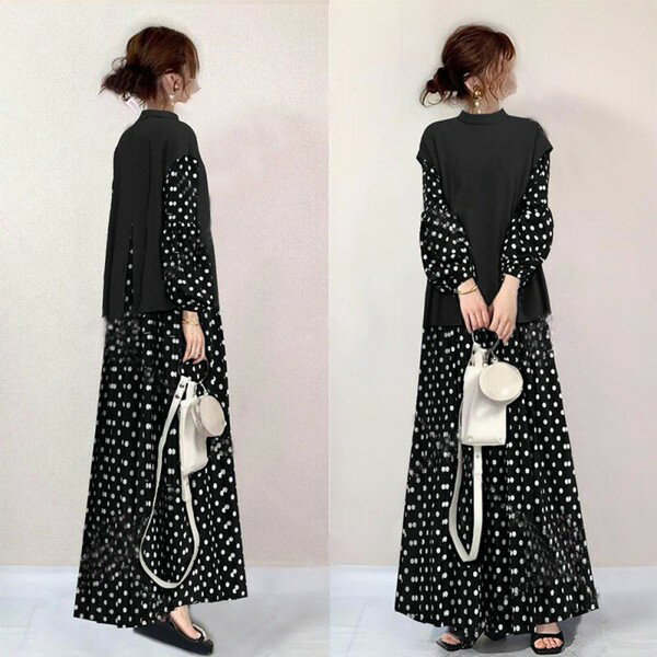 ワンピーススーツ ドット ゆったり 快適 レディース ファッション