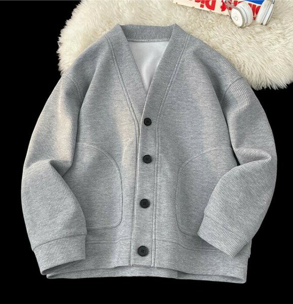 カーディガン 長袖 無地 Vネック 快適 メンズファッション