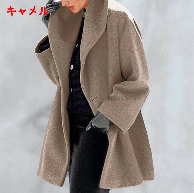 樂天商城 - 薄手 ラシャコート フード付き ミドル丈 長袖 秋 無地 ゆったり 快適 レディース ファッション