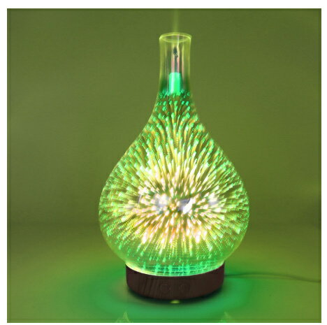 ディフューザー 3D 花火 ガラス 花瓶の形 空気加湿器 Led ナイトライト エッセンシ...