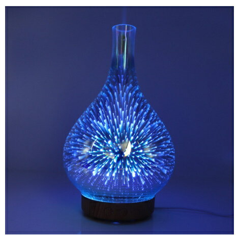 ディフューザー 3D 花火 ガラス 花瓶の形 空気加湿器 Led ナイトライト エッセンシ...